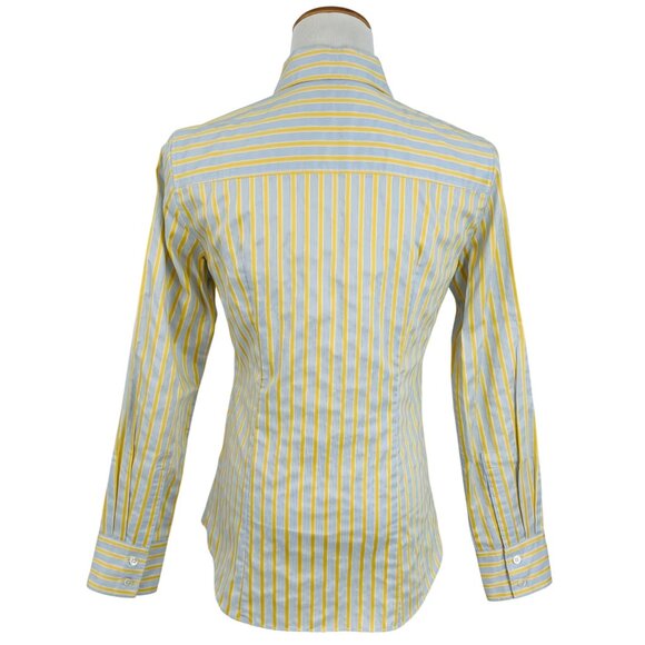 Vintage J.Crew Haberdashery Button-Up Blue & Yellow Striped Shirt - Picture 6 of 11